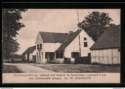 AK Schönwalde-Glien, Gasthaus Schwanenkrug W. Mahnkopf, Strassenansicht