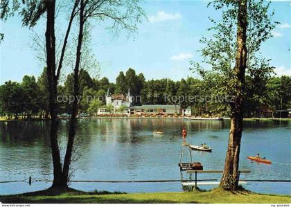 Hariksee Schwalmtal Viersen NRW Hariksee Inselschloesschen See Badesteg Ruderboo