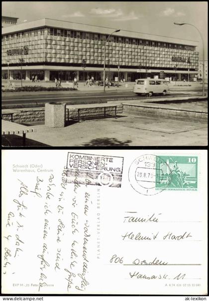 Ansichtskarte Schwedt/Oder CENTRUM-Warenhaus Barkas 1974