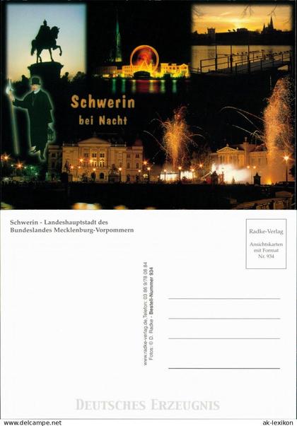 Ansichtskarte Schwerin Schwerin bei Nacht 1985