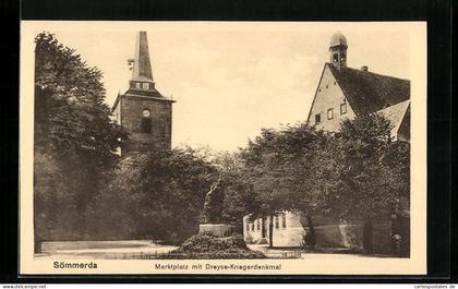 AK Sömmerda, Marktplatz mit Dreyse-Kriegerdenkmal