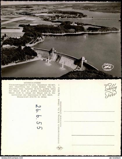 Ansichtskarte Soest Möhnetalsperre - Luftbild 1956