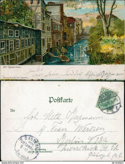 Ansichtskarte Spandau-Berlin Künstlerkarte Alt Spandau Häuser am Fluß 1901