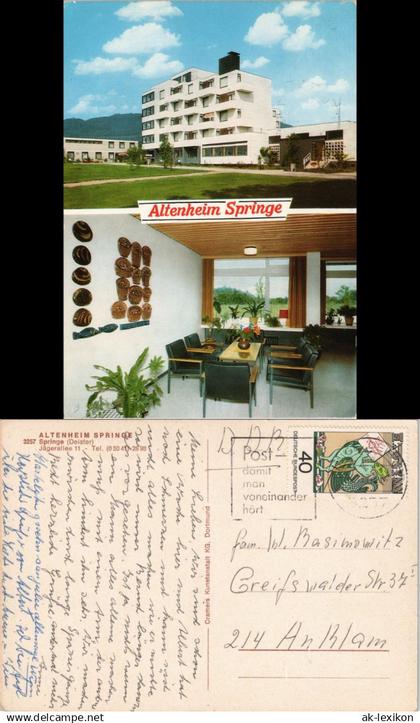 Ansichtskarte Springe 2-Bild-Karte Altenheim Springe Deister Jägerallee 1975