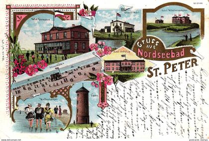 St. Peter (St. Peter-Ording), Farb-Litho, 1899
