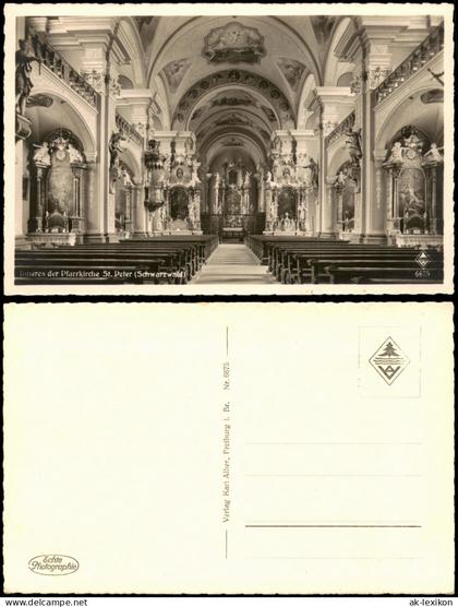 St. Peter (Hochschwarzwald) Fotokarte Inneres der Pfarrkirche St. Peter 1940