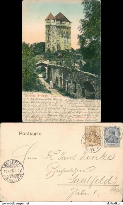 Ansichtskarte Stolpen Burg Stolpen, Frau - Koselturm 1905