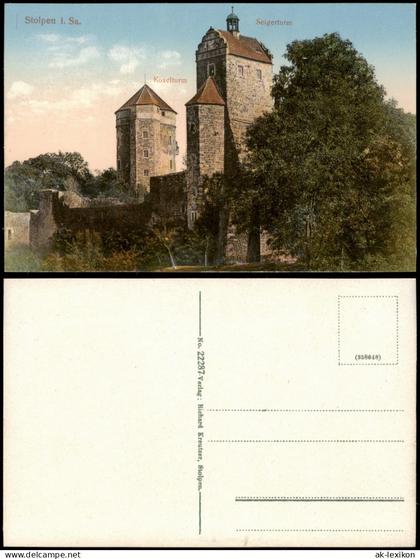 Ansichtskarte Stolpen Burg Stolpen Koselturm Seigerturm 1914