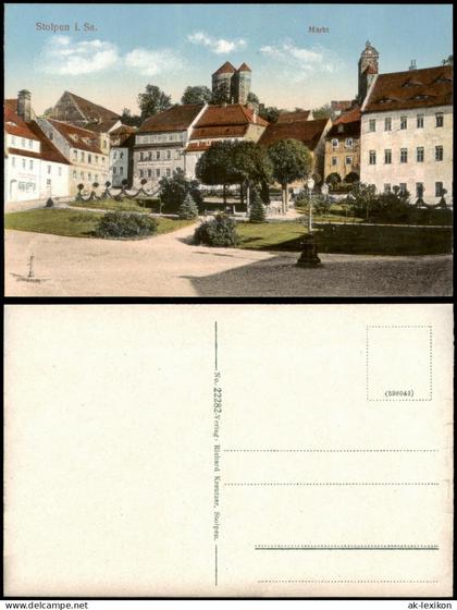 Ansichtskarte Stolpen Markt und Burg Stolpen 1914
