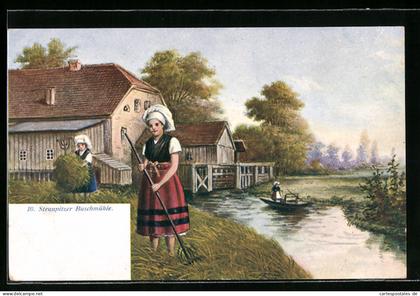 AK Straupitz, Bauerinnen bei Straupitzer Buschmühle