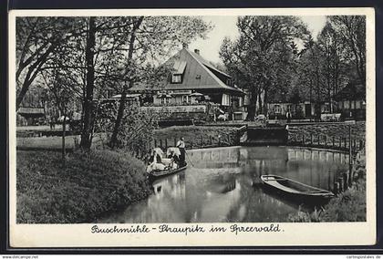AK Straupitz im Spreewald, Das Gasthaus Buschmühle v. Fritz Leyer