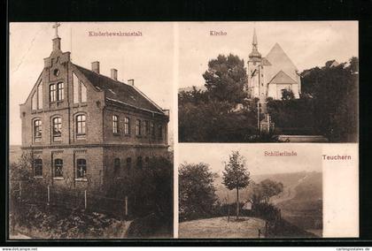 AK Teuchern, Kinderbewahranstalt, Kirche, Schillerlinde