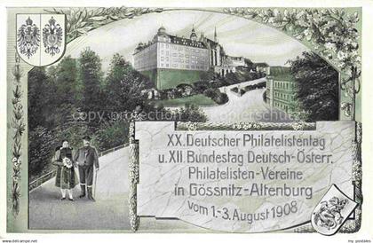 Goessnitz ALTENBURG (S.A.) Thueringen Deutscher Philatelistentag 1908 Schloss
