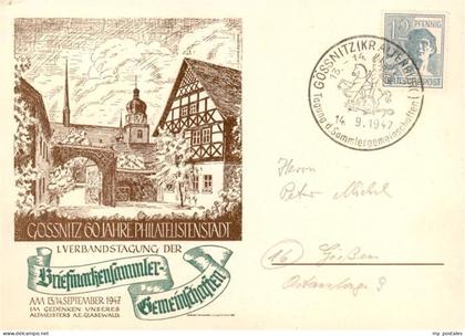 Goessnitz  Thueringen Ortsmotiv 60 Jahre Philatelistenstadt Zeichnung