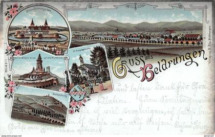 Gruss aus Heldrungen Schloss Sachsenburg St. Golgatha Kapelle Kyffhäuser AK 1899