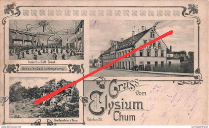 Litho AK Thum Gasthof Elysium a Ehrenfriedersdorf Herold Jahnsbach Gelenau Jahnsbach Thalheim Auerbach Geyer Annaberg