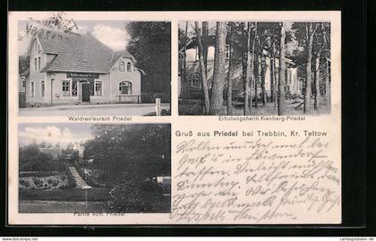 AK Priedel b. Trebbin, Walrestaurant Piedel, Erholungsheim Kieberg-Priedel
