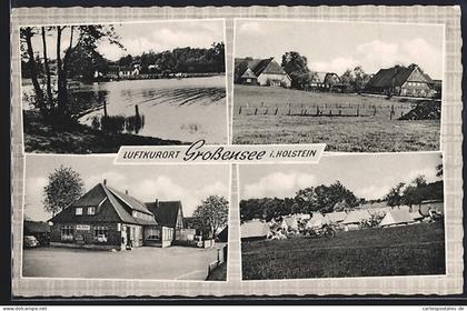 AK Grossensee / Trittau, See, Zeltlager, Gasthaus