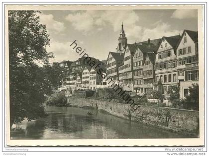 Tübingen - Blick von der Eberhardbrücke neckaraufwärts - Foto-AK Grossformat