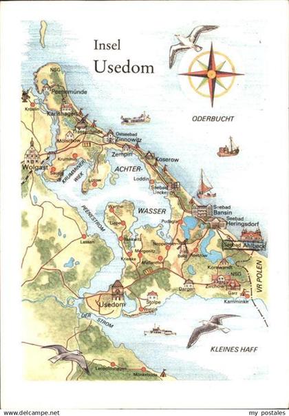 Usedom Inselkarte Illustration