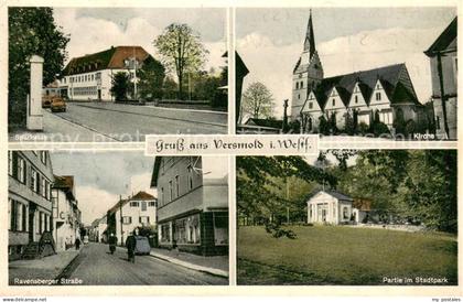 Versmold Sparkasse Kirche Ravensberger Strasse Partie im Stadtpark