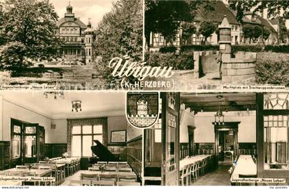 Uebigau Elster Jugendherberge Marktplatz Stadtwappenbrunnen