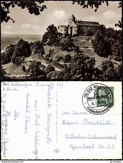 Ansichtskarte Waldeck (am Edersee) Schloss Waldeck 1958