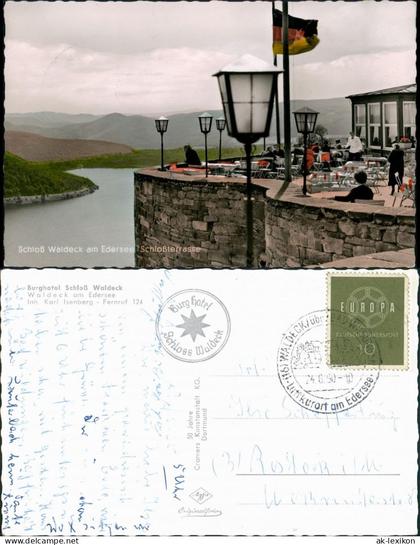 Ansichtskarte Waldeck (am Edersee) Schloss Waldeck Burghotel - Terrasse 1960