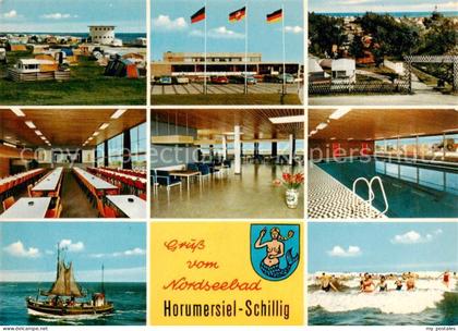 Horumersiel Wangerland Teilansichten Speisesaal Foyer Hallenbad Fischerboot Bade