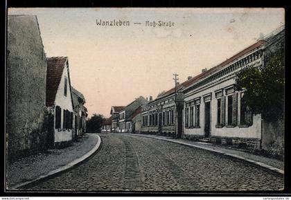 AK Wanzleben, Ross-Strasse mit Kopfsteinpflaster