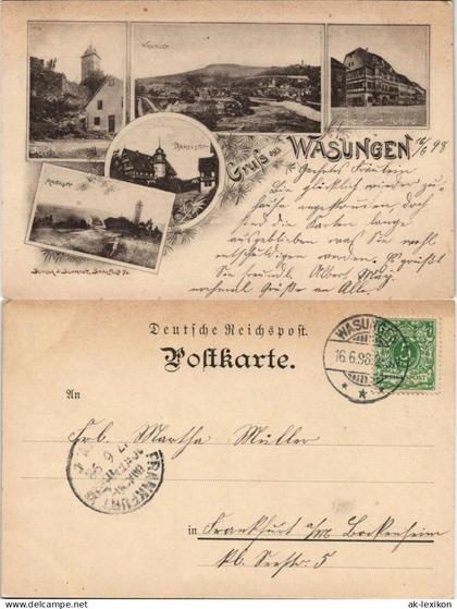 Ansichtskarte Wasungen 4 Bild: Damenstift, Stadt, Umland 1898