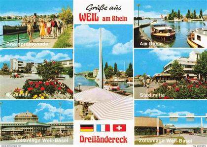 Weil am Rhein Rheinpromenade Stadtmitte Zollanlage Weil Basel Dreilaendereck Rhe