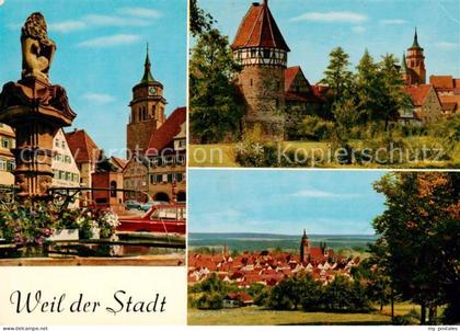 Weil der Stadt Marktplatz mit Kepler Denkmal Partie an der Stadtmauer Storchentu
