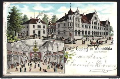 Lithographie Weinböhla, Gasthof zu Weinböhla von L. Hering, Innenansicht