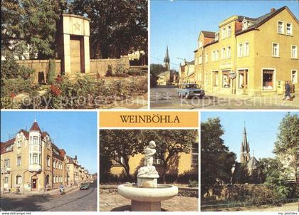 Weinboehla Sowjetisches Ehrenmal Bahnhofstrasse Rathausbrunnen und Kirche