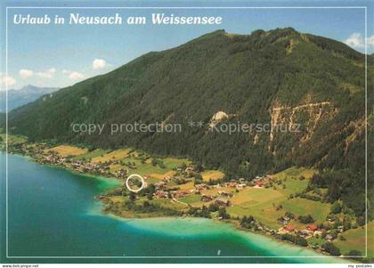 Neusach Weissensee Kaernten AT Luftbild Weissensee See Berge Wald Wiesen Neusach