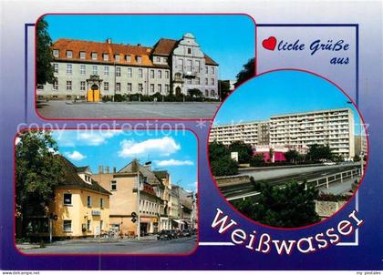 Weisswasser Oberlausitz Rathaus Haeuserpartie Innenstadt Hochhaeuser Plattenbaut