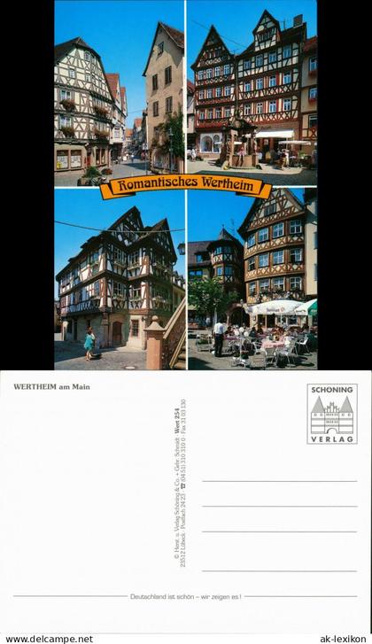 Ansichtskarte Wertheim Fachwerkhäuser, Plätze, Cafe 1995