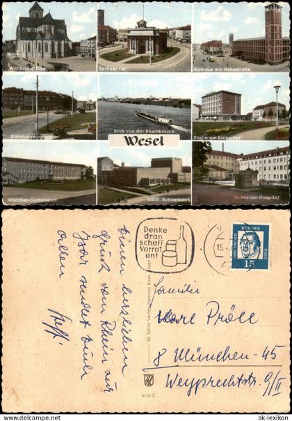 Ansichtskarte Wesel MB Straßen Plätze Gymnasium 1965