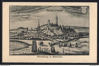 Künstler-AK Münzenberg / Wetterau, Münzenberg im Mittelalter