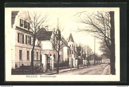 AK Willich, Bahnhofstrasse mit Bäumen