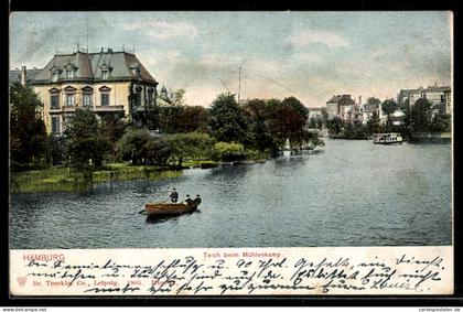 AK Hamburg-Winterhude, Teich beim Mühlenkamp