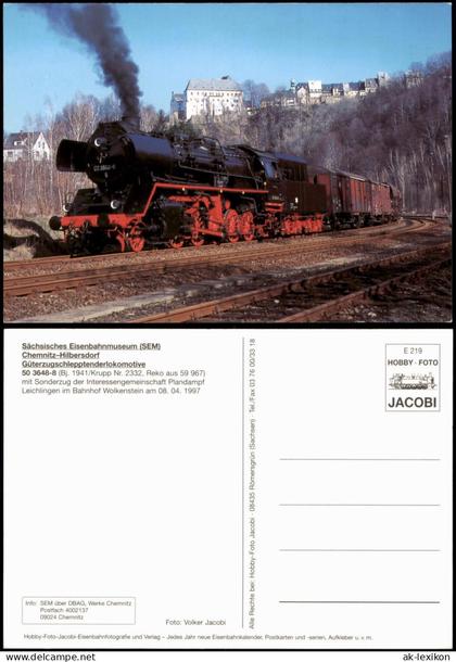 Wolkenstein Dampflok 50 3648-8 mit Sonderzug vor Schloss Wolkenstein 1997