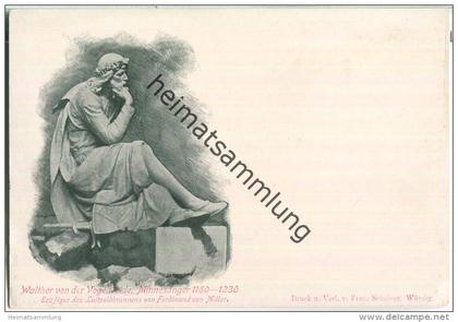 Würzburg - Walther von der Vogelweide - Erzfigur des Luitpoldbrunnens - Verlag Franz Scheiner Würzburg