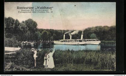 AK Zeuthen, Dampfer am Restaurant Waldhaus