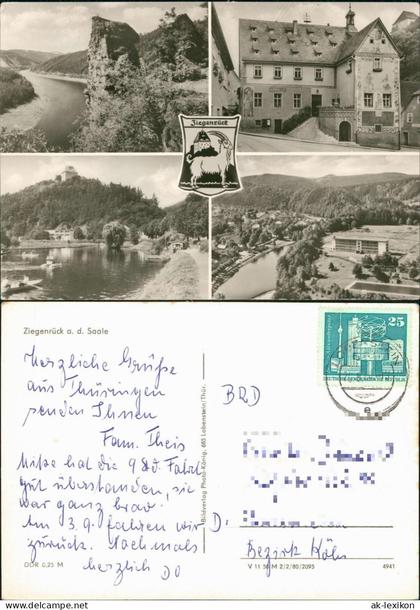 Ansichtskarte Ziegenrück/Saale DDR Mehrbildkarte mit 4 Ortsansichten 1980