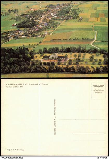 Bürvenich Zülpich Kreiskinderheim  ü. Düren vom Flugzeug aus, Luftaufnahme 1965