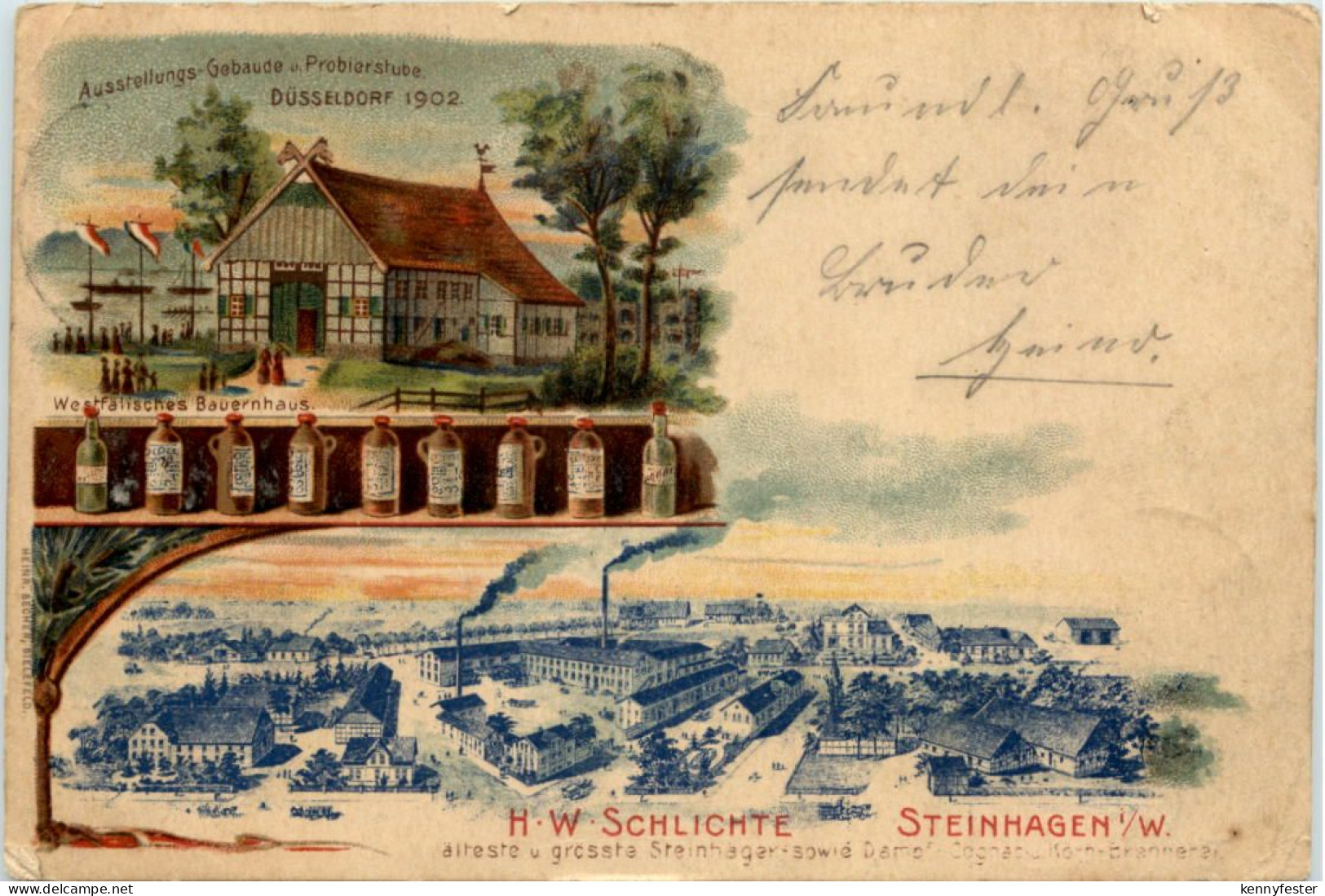 Düsseldorf - Ausstellungs Gebäude und Probierstube 1902 - Steinhagen -Litho