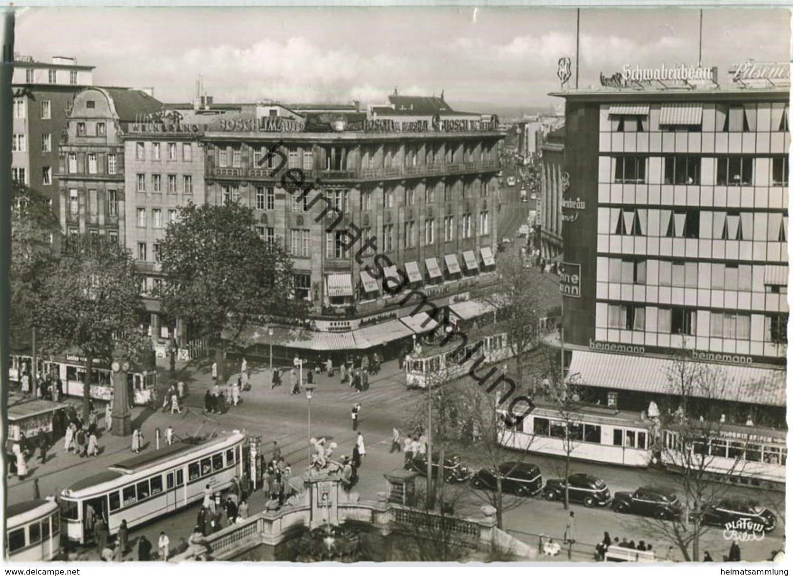 Düsseldorf - Corneliusplatz - Schadow Strasse - Strassenbahn - Foto-Ansichtskarte Grossformat