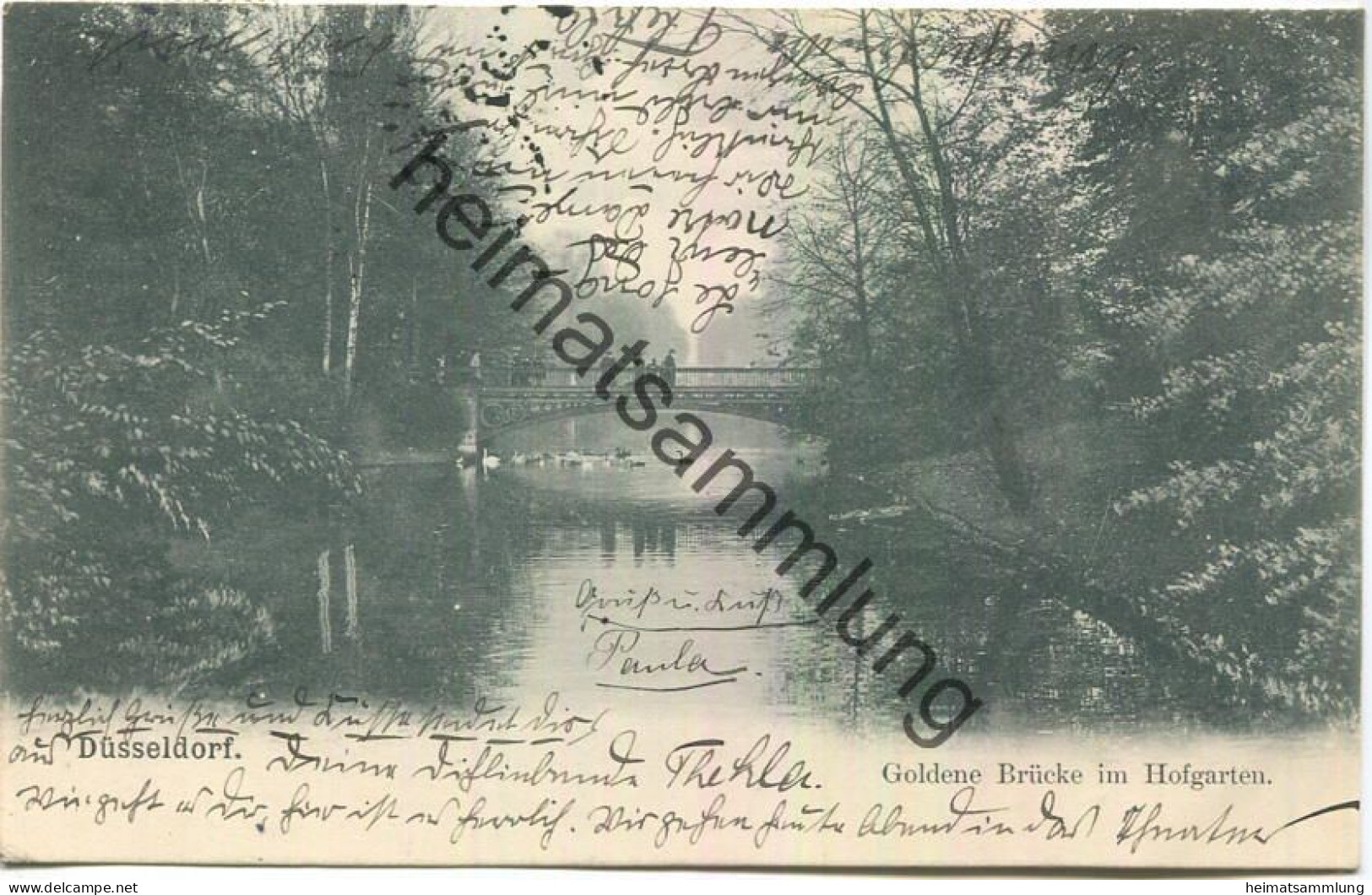 Düsseldorf - Hofgarten - Goldene Brücke - Verlag Friedr. Wolfrum Düsseldorf gel. 1903